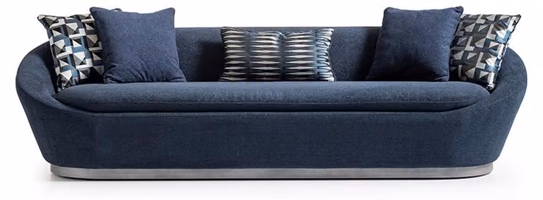 Moderne Dreisitzer Sofa 3 Sitz Stoffsofa Blau Polstersofa Couch Stoff