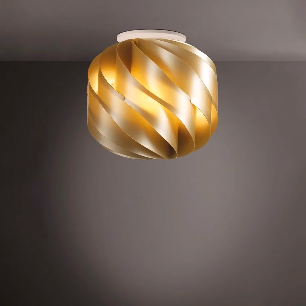 Plafoniera Moderna Globe Polilux Linea Zero in Oro e Bianco, Diametro: 40 cm, Attacco E27 – 2