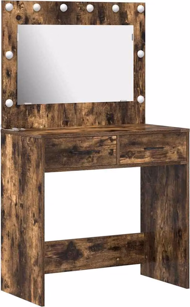 Tavolo da Trucco con cassetto Rovere fumé 78,5 x 41 x 135 cm