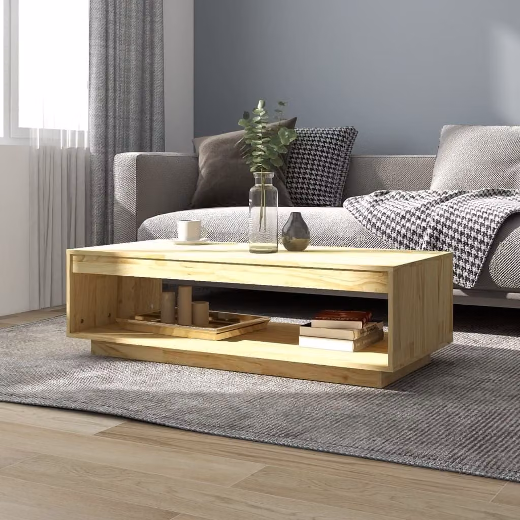 Tavolino The Living Store 110x50x33,5 cm in legno di pino massiccio