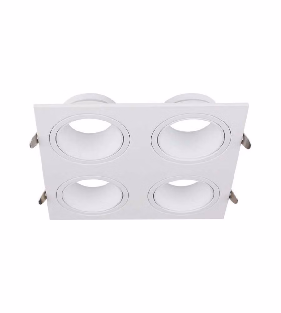 V-TAC Portafaretto LED Quadruplo da Incasso Quadrato 4*GU10 in Policarbonato e Ferro Colore Bianco