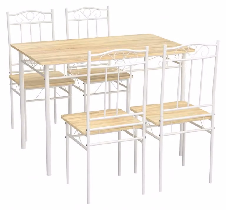 Set da pranzo composto da un tavolo e 4 sedie, dimensioni: 109x69x75 cm