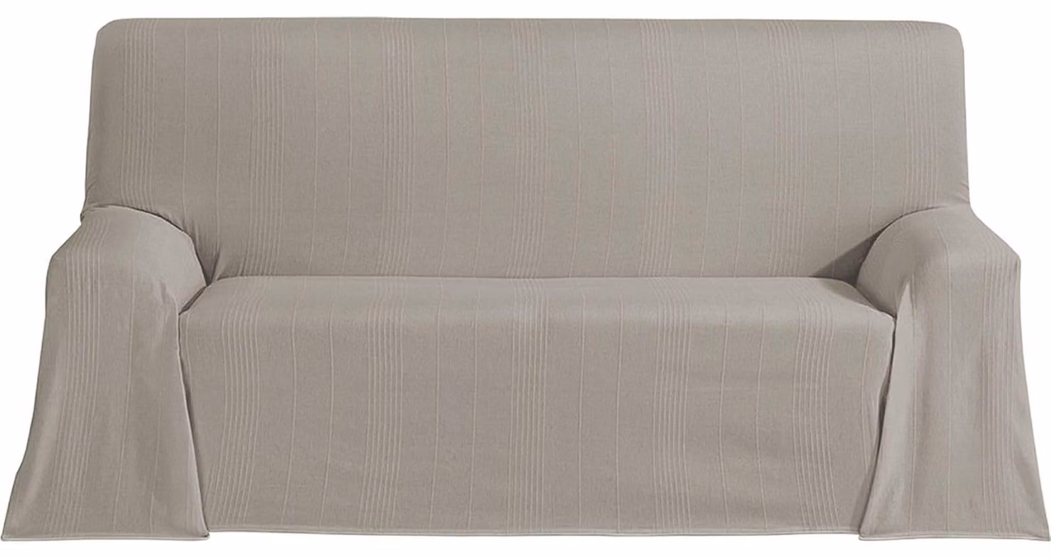 Coperta multifunzionale in cotone, 180x260 cm, colore lino, adatta per divano e letto