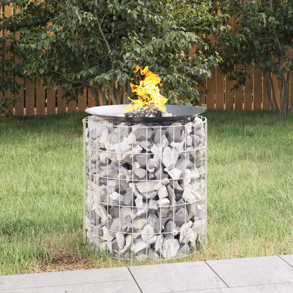 Caminetto a gabbione vidaXL in ferro zincato grigio, Ø 50 cm
