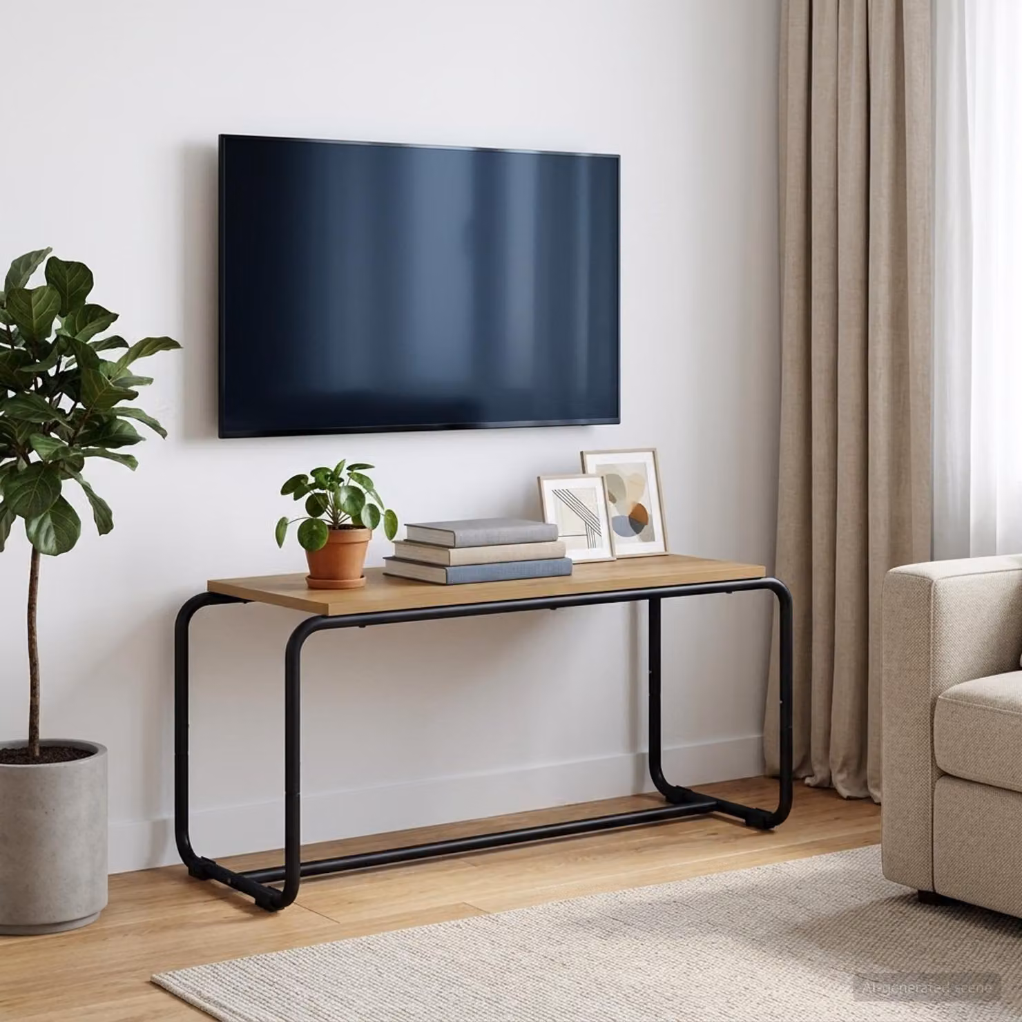 Supporto TV vidaXL in legno e metallo color marrone, L 80 x P 35.5 x H 42 cm