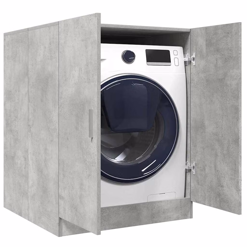Mobile per lavatrice vidaXL in MDF con ante a battente, Grigio Cemento, L 70,5 cm x P 71,5 cm x H 91,5 cm