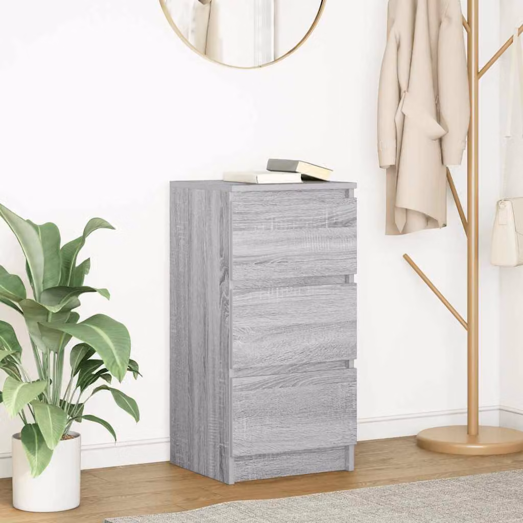 Credenza moderna vidaXL in legno multistrato e MDF, colore grigio, L 37,5 cm x P 35 cm x H 76 cm