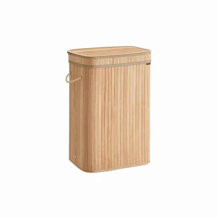 Cesto Portabiancheria con Coperchio, Beige Naturale / 72 L