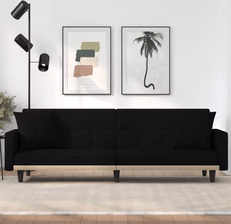 Maison Exclusive - Divano letto con cuscini, tessuto nero