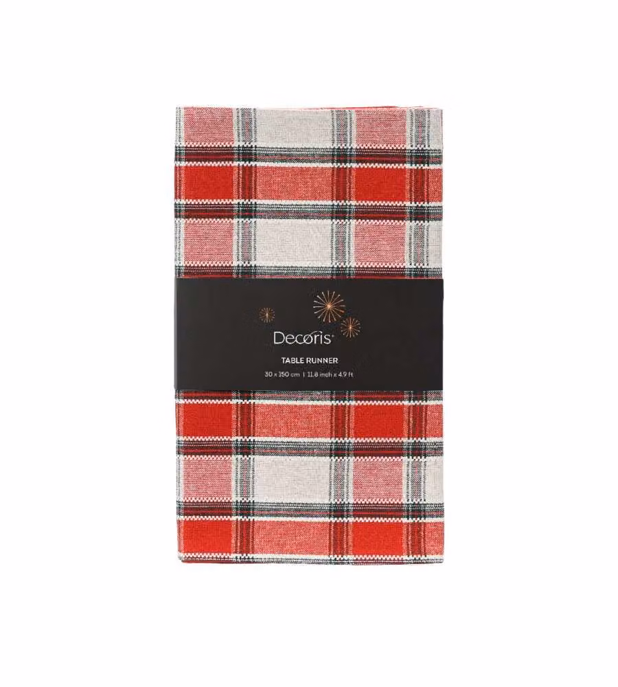 Decoris Runner da Tavola Natalizio Tartan Verde Rosso 150x30 cm
