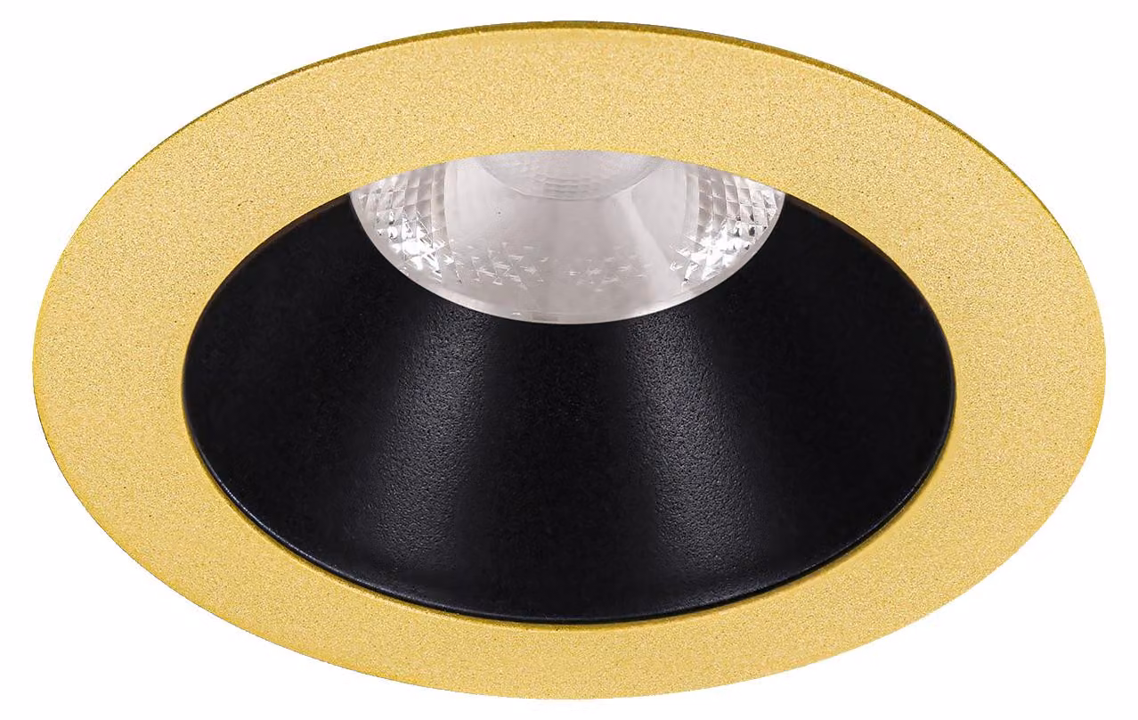 Faretti a LED LedsC4, dimmerabili, 14,3W, luce calda 3000K, design moderno oro e nero, protezione IP20/IP54, 1381 lumen, diametro 90mm, ideali per interni ed esterni
