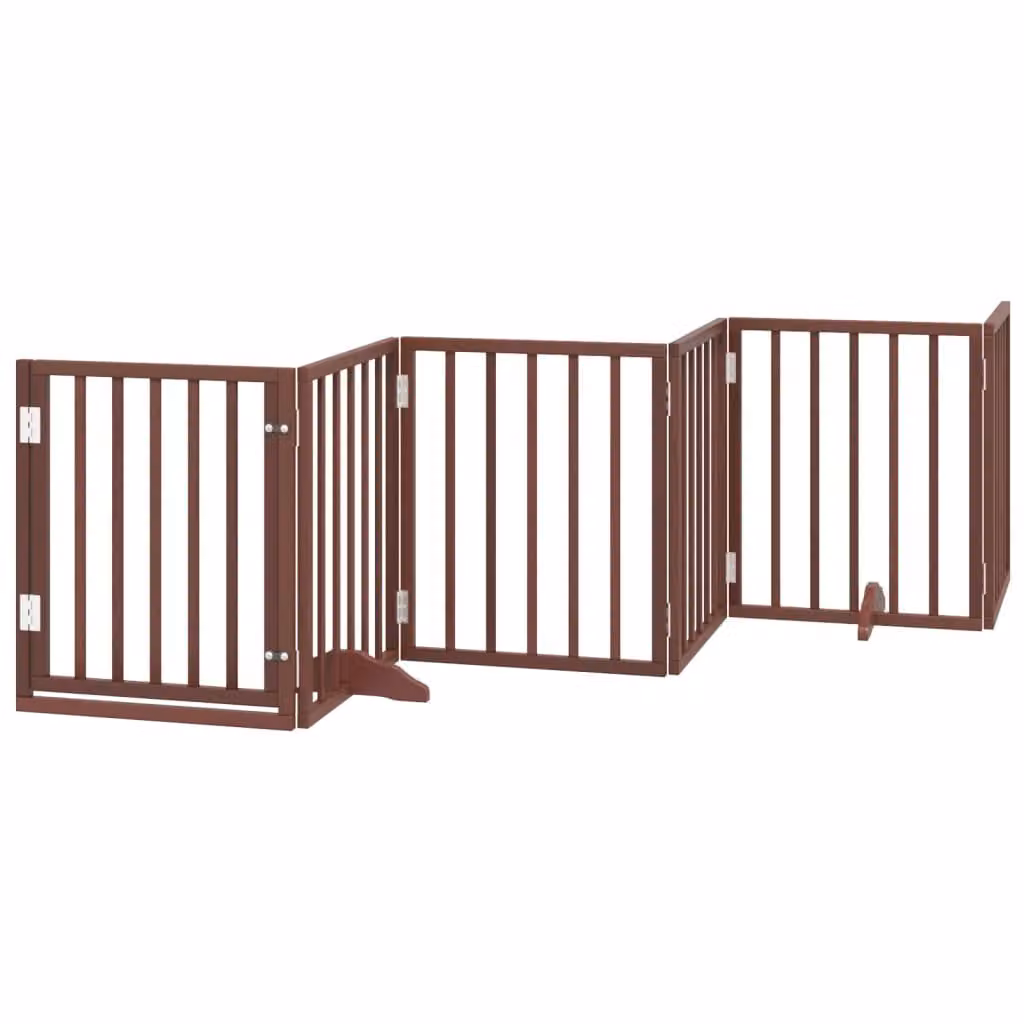 Cancello Cani Porta Pieghevole Marrone 6 Pannelli 300cm Pioppo