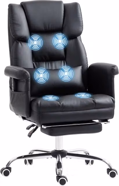 Sedia da Ufficio con Massaggio e Poggiapiedi ¨C Xylo ¨C Nero con Supporto Lombare