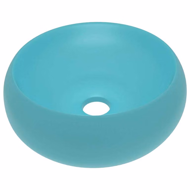 Lavandino Lusso Rotondo Verde Chiaro Opaco 40x15 cm in Vetroceramica