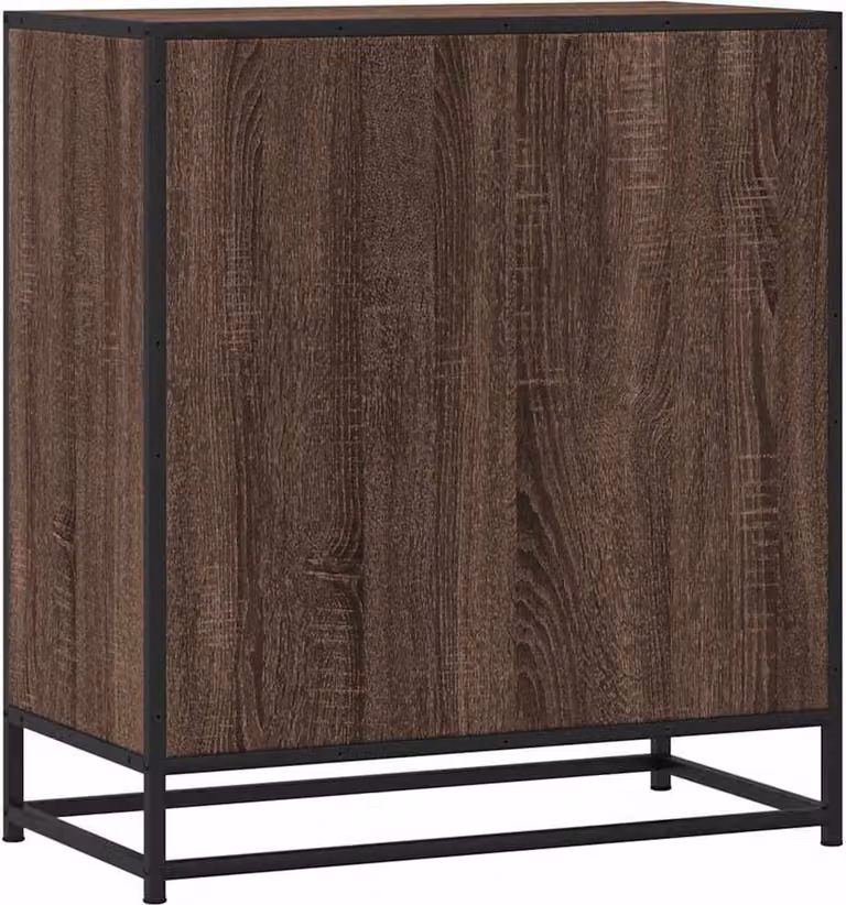 Credenza Rovere Marrone 68x35x76 cm in Truciolato e Metallo