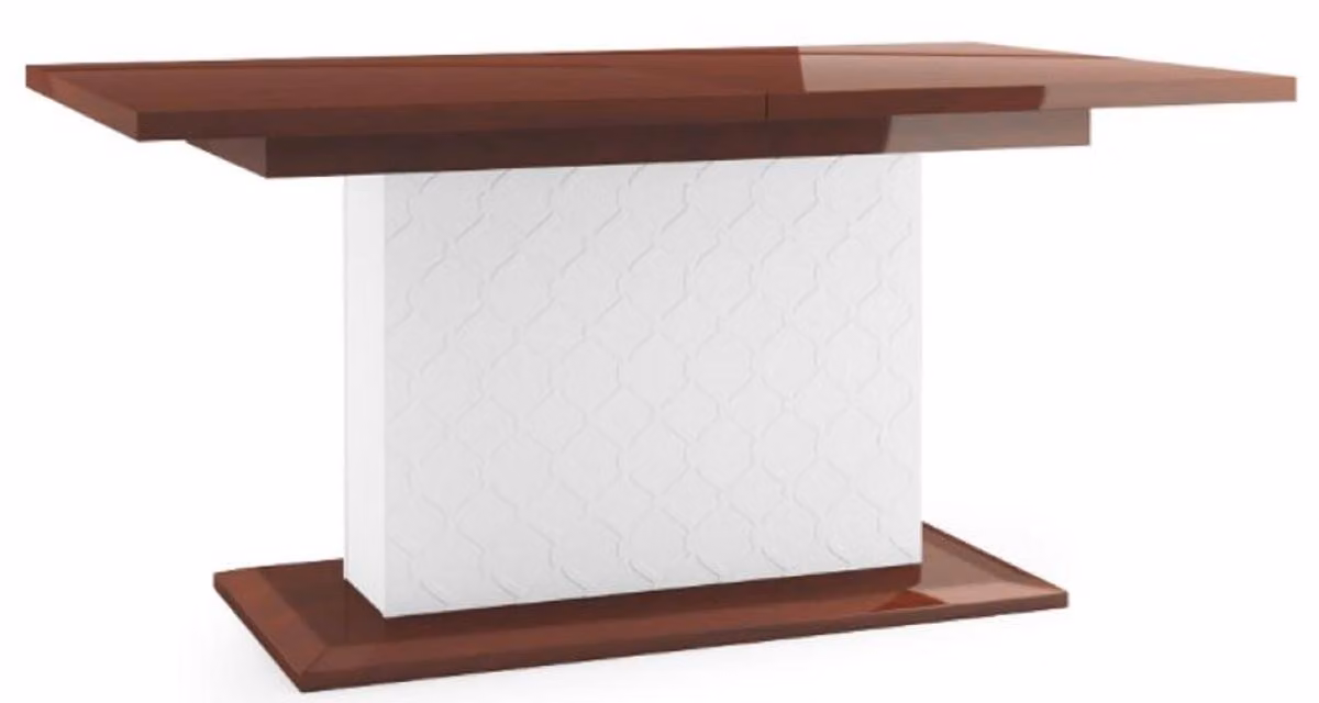 Casa Padrino tavolo da pranzo lucido marrone / bianco 160-210 x 90 x h. 77 cm - Tavolo da cucina moderno allungabile