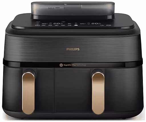 Friggitrice ad aria Philips Serie 5000 Dual Basket con funzione vapore, capacità 9 l, 2750 W, Nero/Bronzo