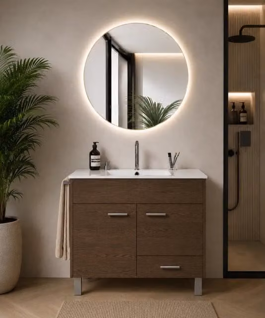 Mobile bagno con lavabo ORIGENBATH SAMOS senza specchio 90x40 cm frassino tea