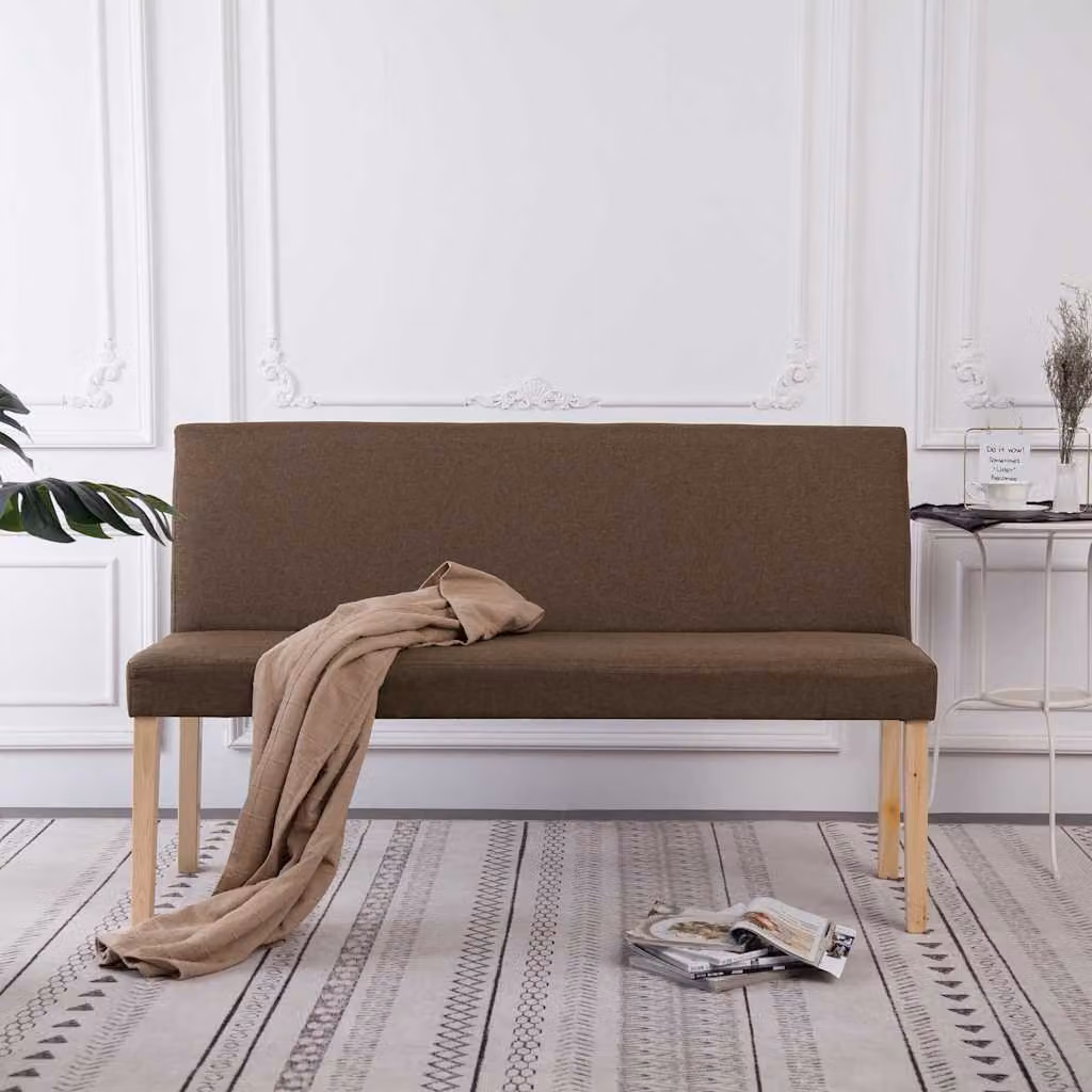 Panca da pranzo vidaXL in legno di pino e poliestere, Marrone, L: 139,5 cm – 1