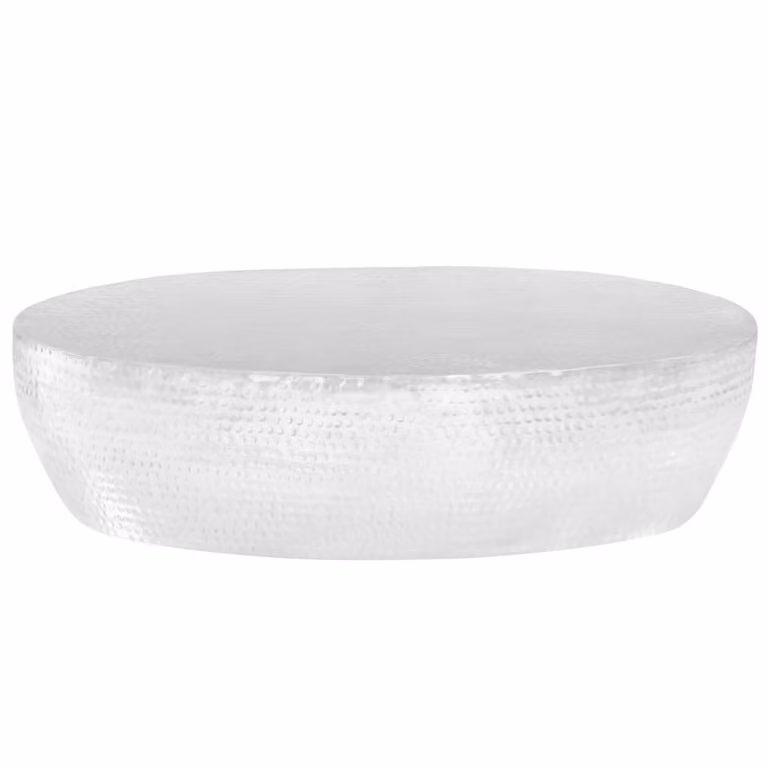 vidaXL Tavolino da caffè argento martellato 100 x 50 x 28 cm alluminio