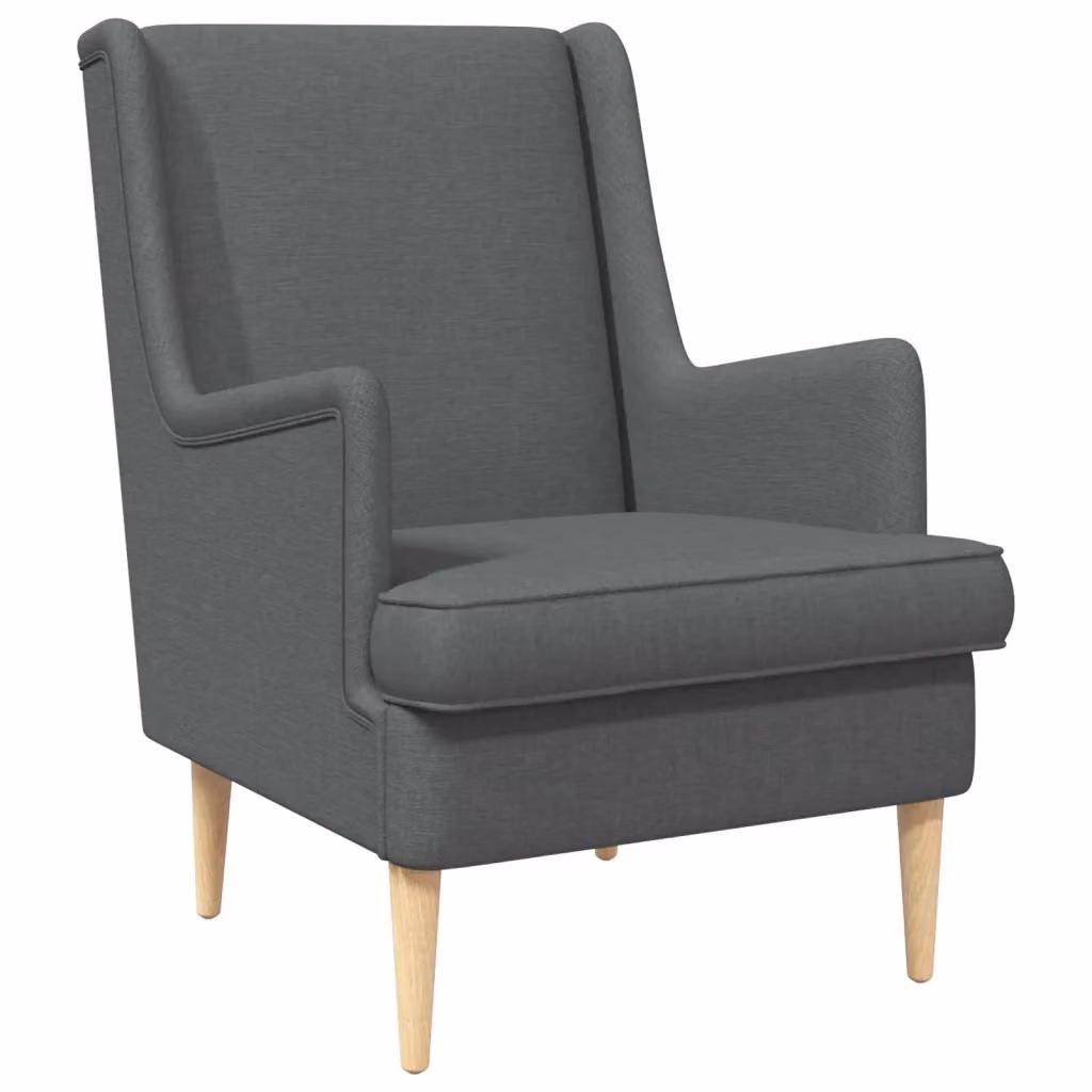 Poltrona Lounge Moderna in Tessuto Grigio con Braccioli e Struttura in Legno e Metallo – 2