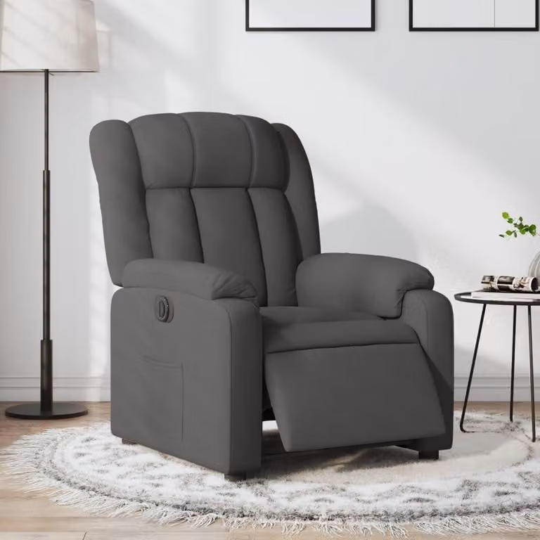 Poltrona massaggiante elettrica, poltrona reclinabile, schienale regolabile, poggiapiedi, poltrona TV, con funzione relax, poltrona relax, poltrona imbottita, poltrona (grigio chiaro)