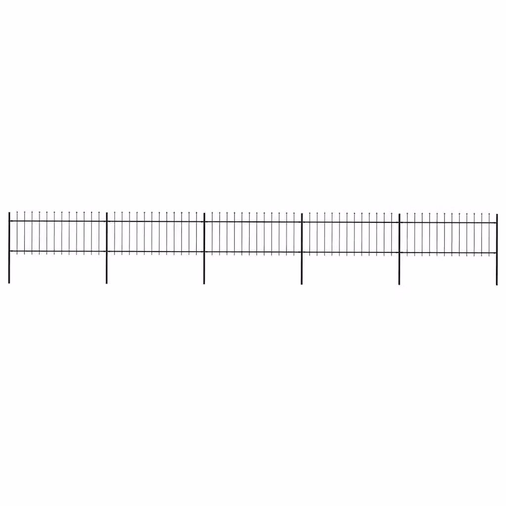 Recinzione da giardino con punta a lancia vidaXL in acciaio nero L: 838 cm, H: 80 cm
