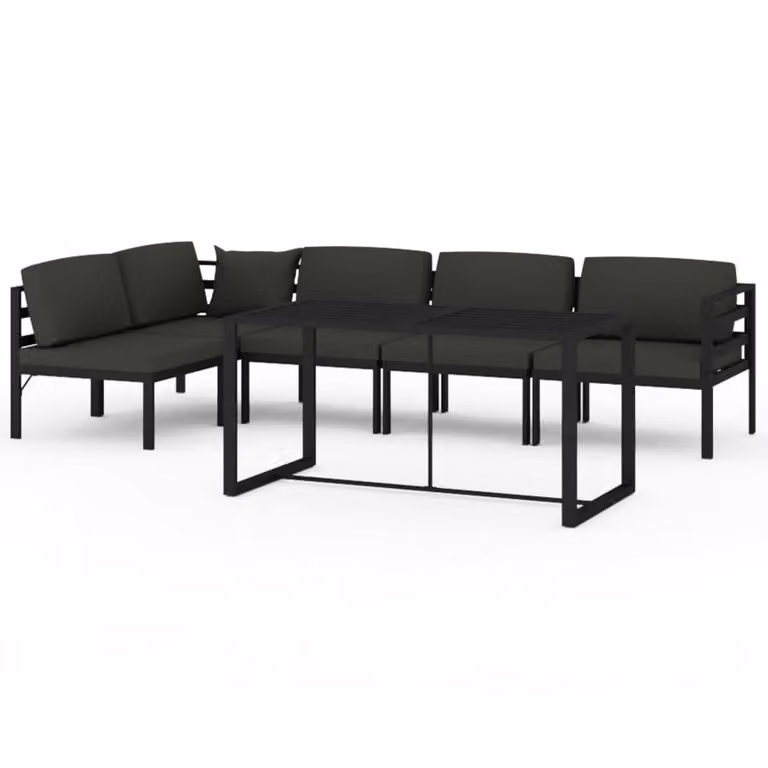 Set Divani da Giardino 6 pz con Cuscini in Alluminio Antracite