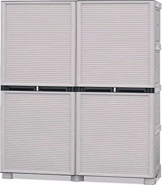 Armadio Concert Artplast in polipropilene con ripiani e ante a battente, colore grigio, L/P/H: 100 x 39 x 172 cm