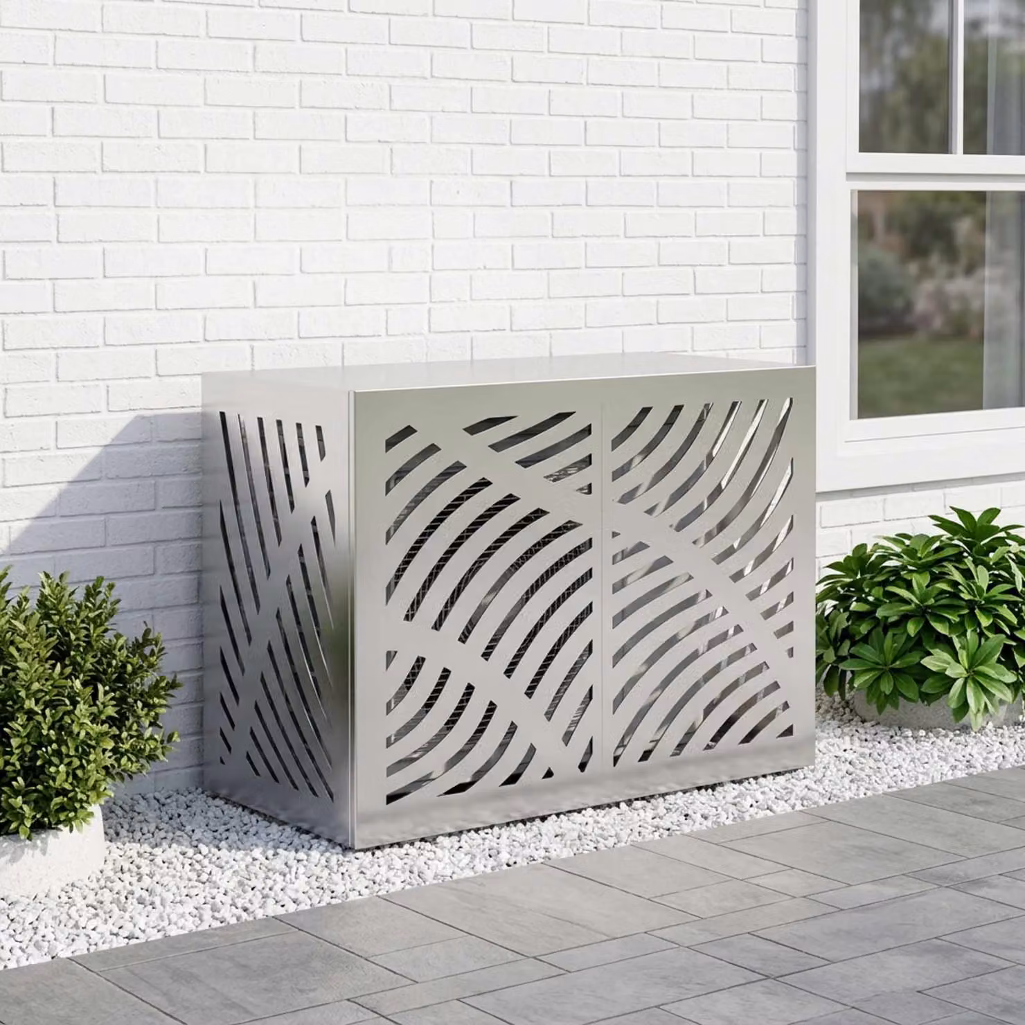 Copertura per condizionatore d'aria vidaXL in acciaio galvanizzato, Argento, L 90 x P 40 x H 60 cm