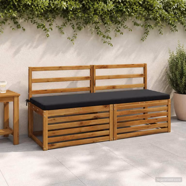 Set di 2 cuscini per panchina vidaXL in poliestere nero con imbottitura in schiuma e coperture lavabili