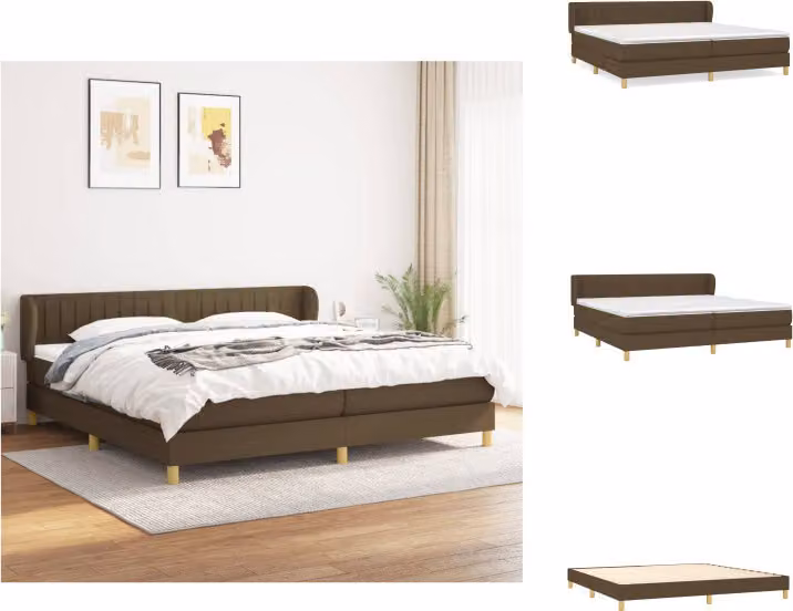 vidaXL Letto a molle con materasso in tessuto marrone scuro 200x200 cm - Letti e strutture letto