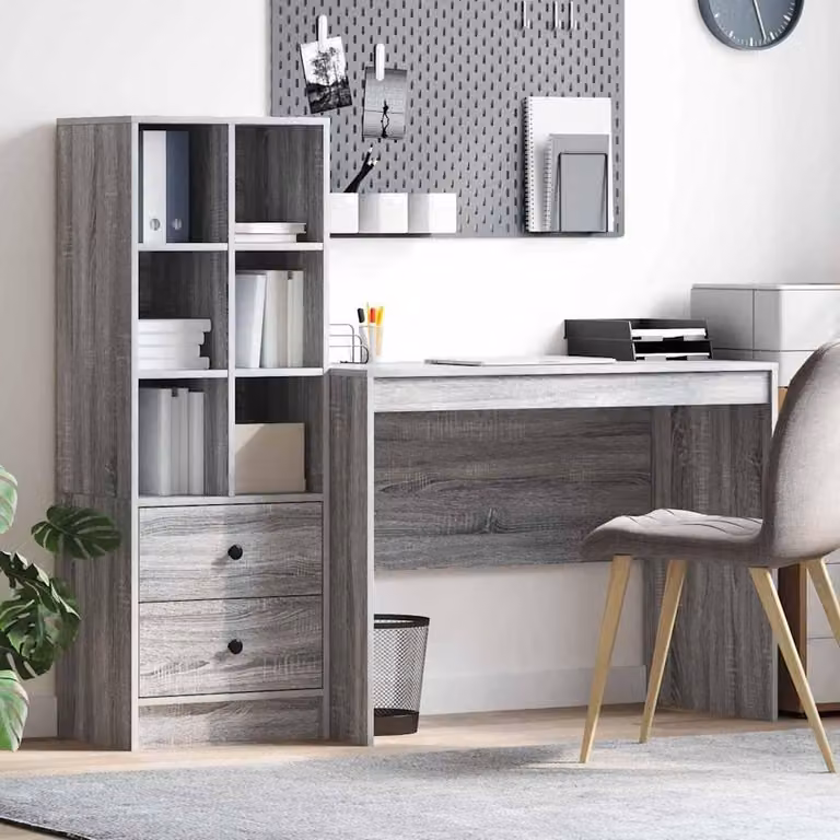 Maison Exclusive - Scrivania con cassetto 2 pcs Grigio Sonoma