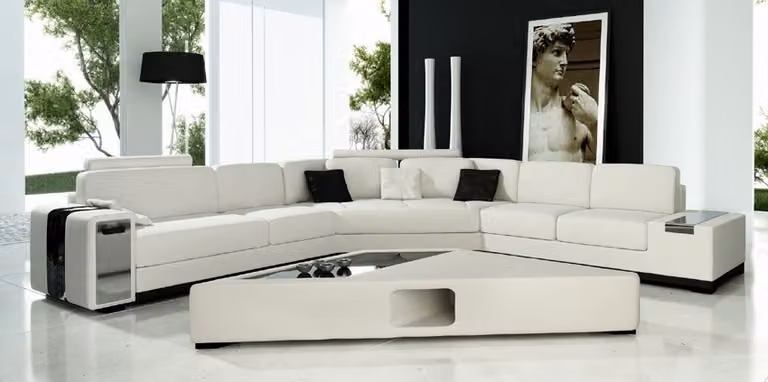 Ledersofa Ecksofa Sofa mit USB,Polster Designer Eckgarnitur Wohnlandschaft Lima