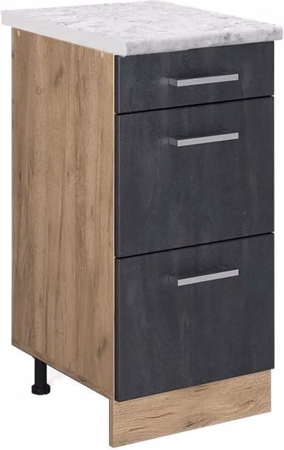 Mobiletto base per cucina Vicco R-Line Calce nera e Rovere dorato L: 40 cm