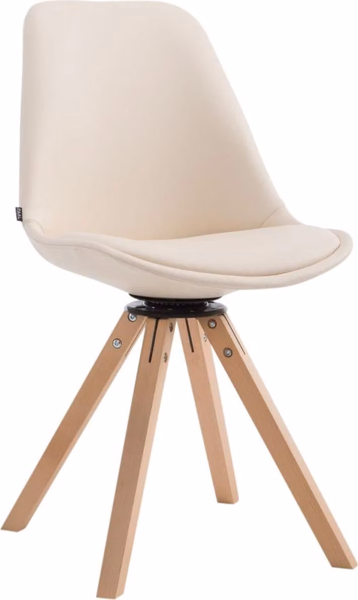 Sedia girevole per visitatori - Sedia per riunioni - Look esclusivo, Pelle finta e legno | Colore abbigliamento: Naturale Colore: Crema