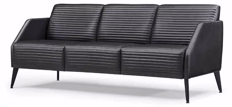 Designer Schwarze Ledercouch Wohnzimmer Dreisitzer Luxus Polstermöbel