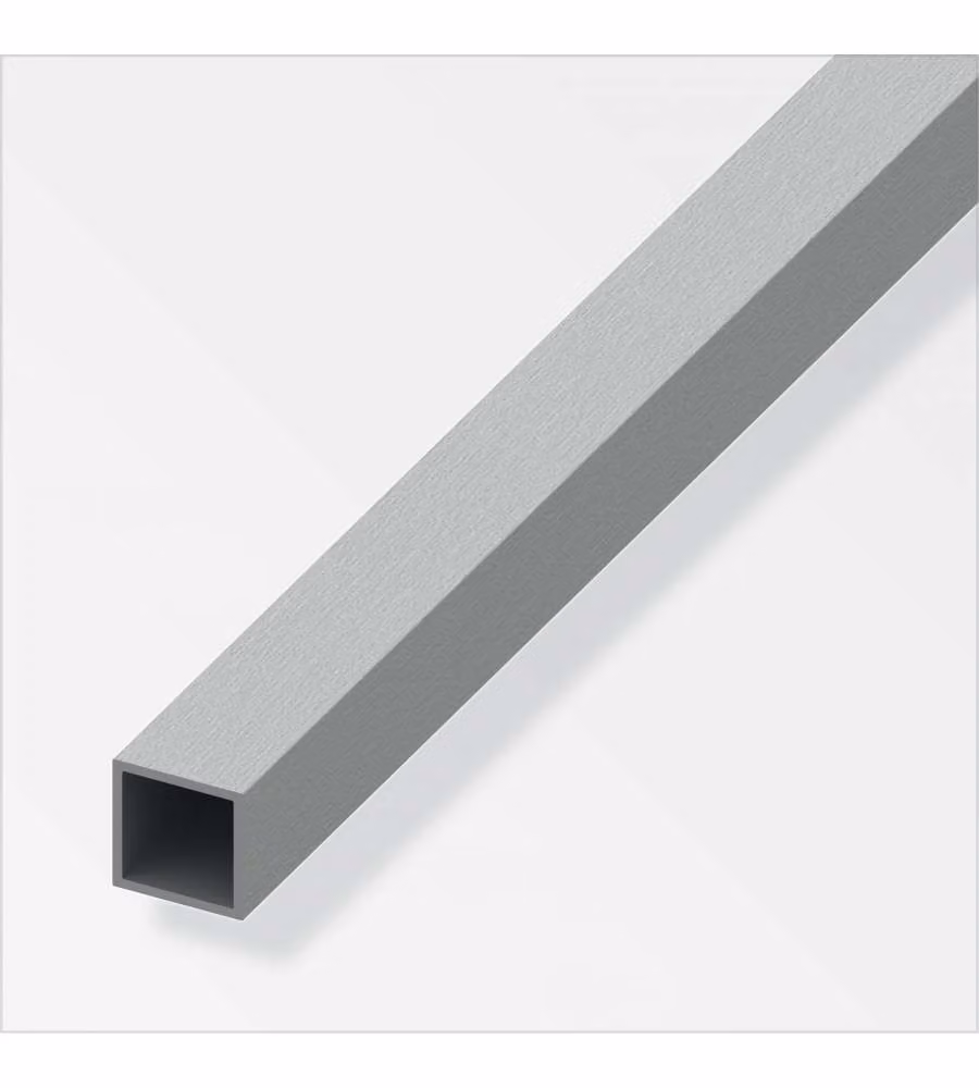 Tubo Quadrato Alluminio 15X15 Inox.Spazzolato 1Metro