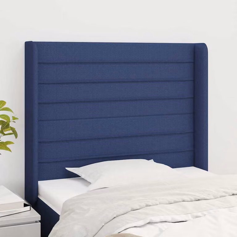 Testiera ad orecchio vidaXL in tessuto blu con struttura in legno