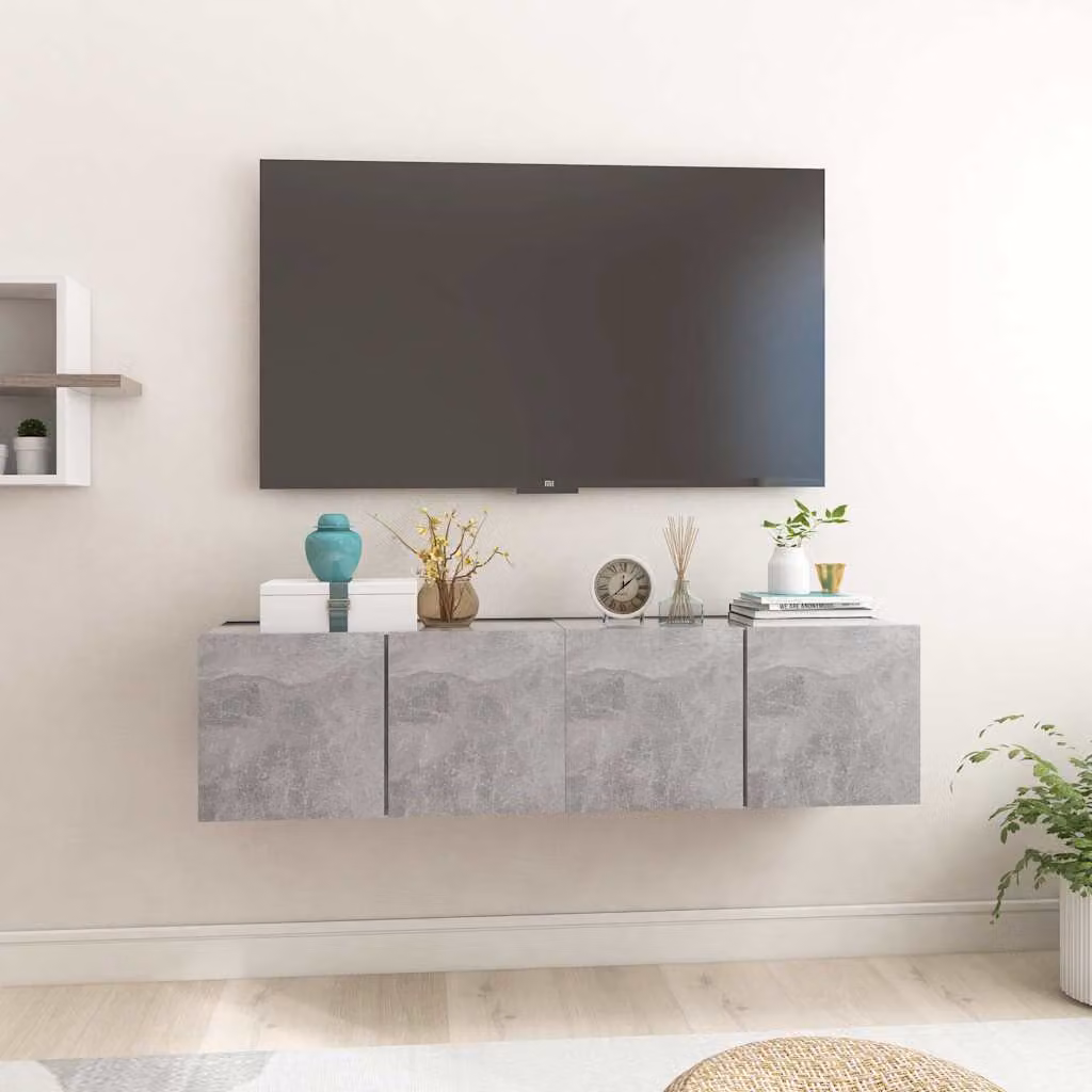 Set di 2 mobili pensili porta TV vidaXL in stile moderno, colore grigio, L 60 cm x P 30 cm x H 30 cm