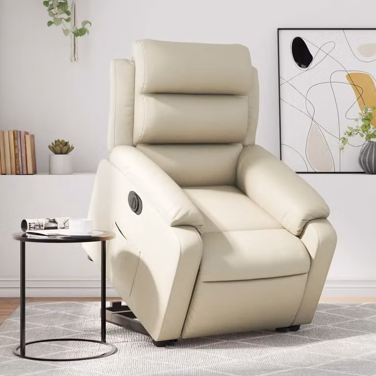 Poltrona Alzapersona Reclinabile vidaXL in Similpelle Beige con Assistenza Elettrica