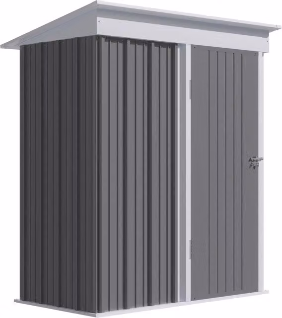 Casetta da Giardino Porta Attrezzi 161x95x163/181cm in Acciaio con Porta Bloccabile Grigio