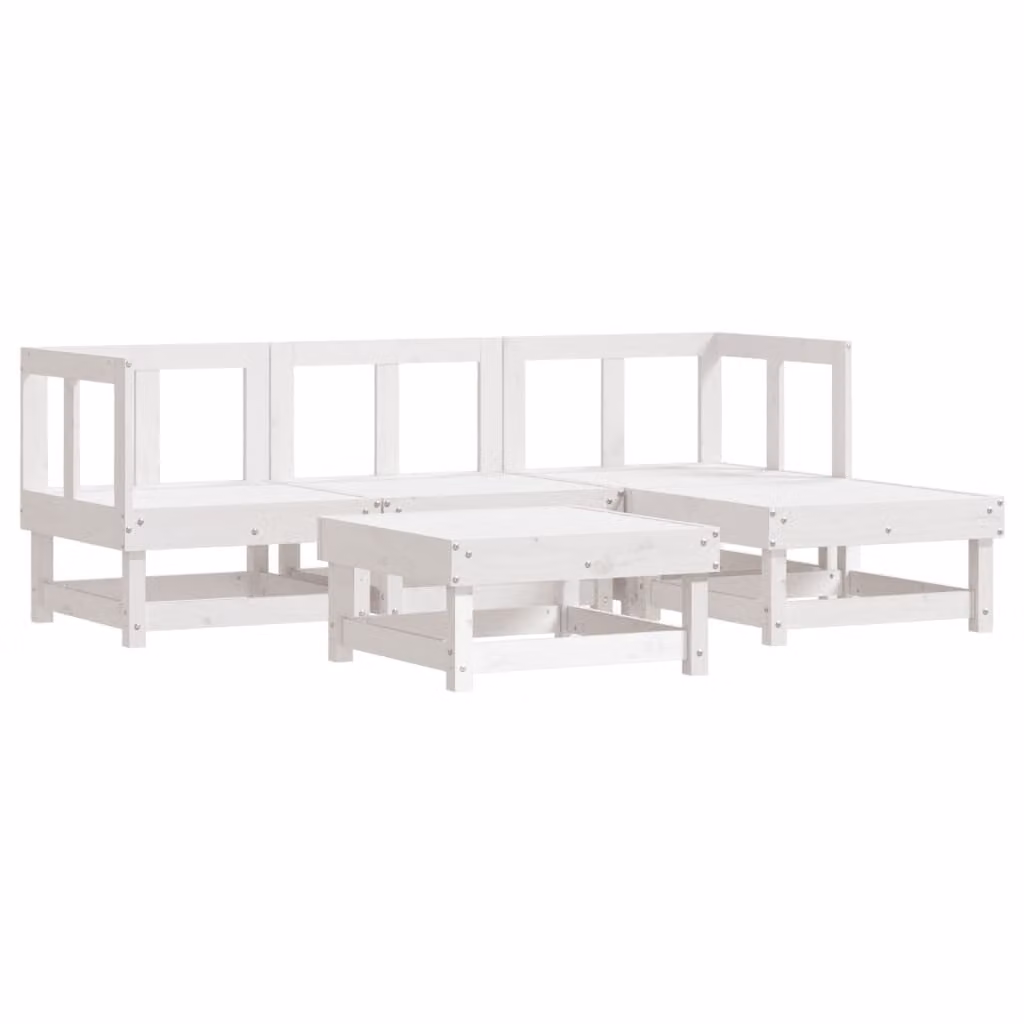 Set Salotto da Giardino 5 pz in Legno Massello di Pino Bianco