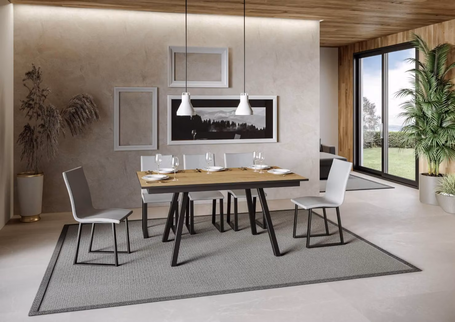 ITAMOBY - Tavolo allungabile 160/220x90 cm Mirhi quercia natura telaio e gambe antracite
