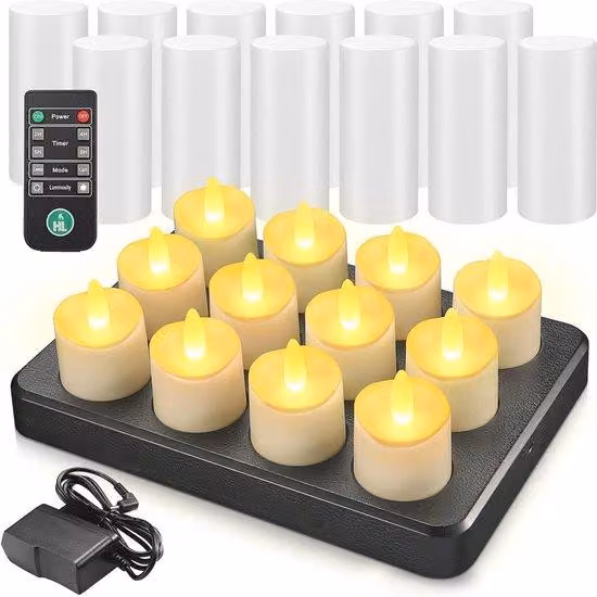 Lampada a LED con telecomando - Impermeabile - Set da 12 - Bianco caldo - Decorazione - Ideale per San Valentino, Halloween, Natale e compleanni