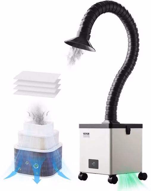 Estrattore Fumi di Saldatura XF180 85W 200 m³/h Assorbitore Fumi con Filtrazione a 3 Stadi 3 Velocità per Fai da Te e Officina
