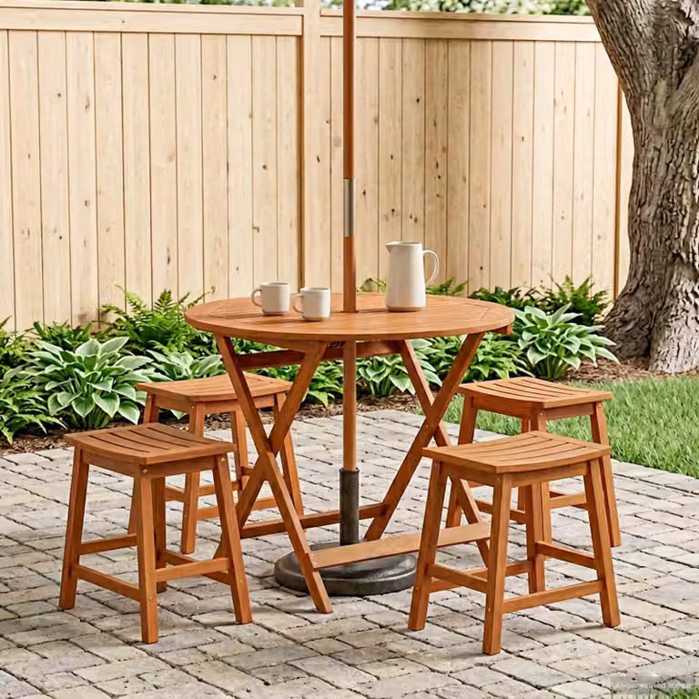 vidaXL Tavolo da giardino rotondo pieghevole in legno massello oliato marrone Ø 90 x H 75 cm