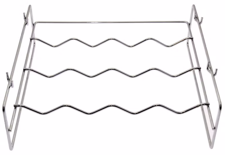 Portabottiglie impilabile, per 4 bottiglie, in metallo, cromato, dimensioni 36x33x11 cm