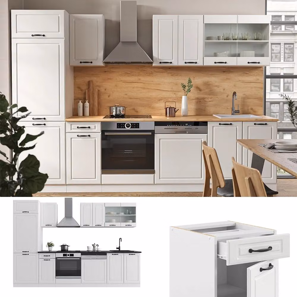 Cucina componibile Vicco R-Line Bianco rustico, L: 300 cm – 2