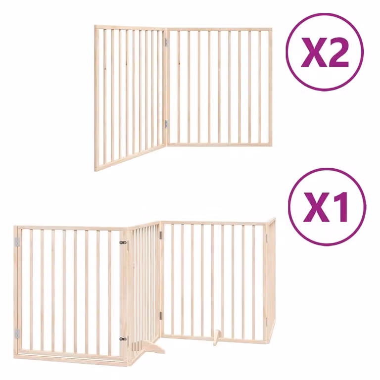 Cancello per Cani Porta Pieghevole 8 Pannelli 640 cm in Pioppo